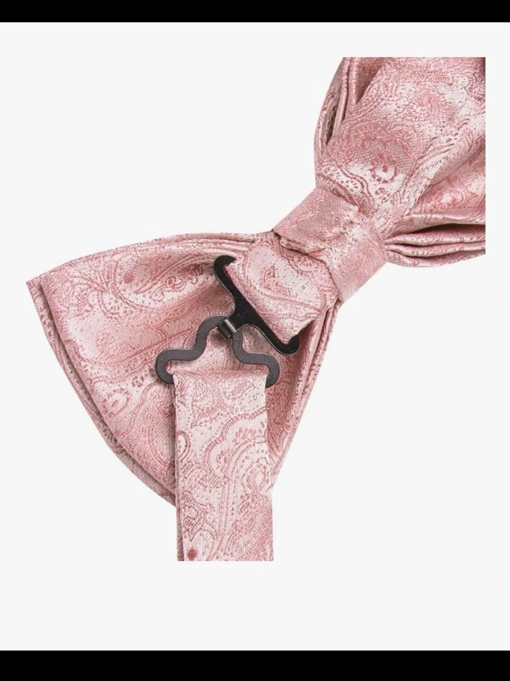 Hi-Tie Pink Paisley Bow Tie Pocket Square Cufflinks Lapel Pin Set